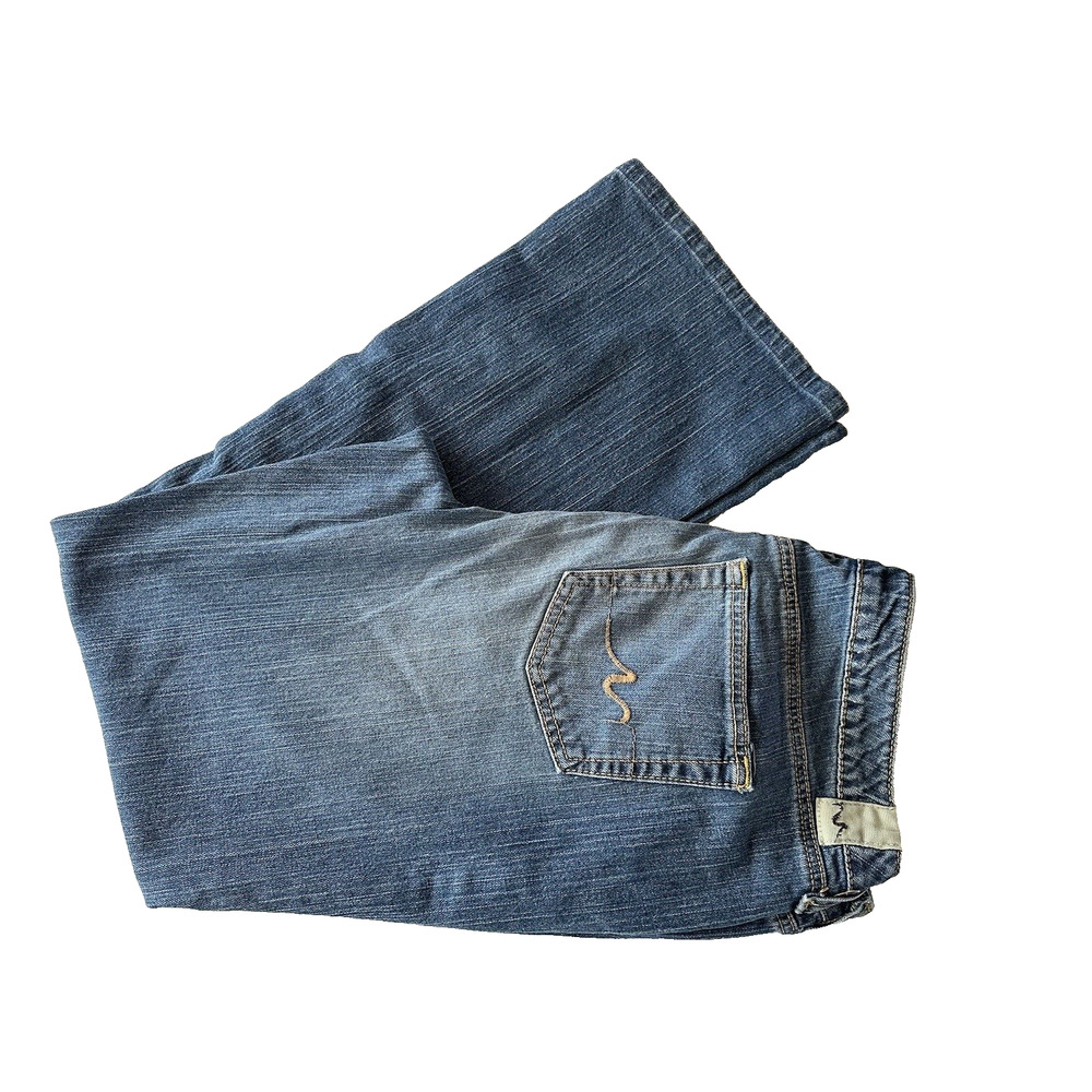 Manhattan Blues Jeans Women's Blue size 14 Flare Bottoms Mild Distress